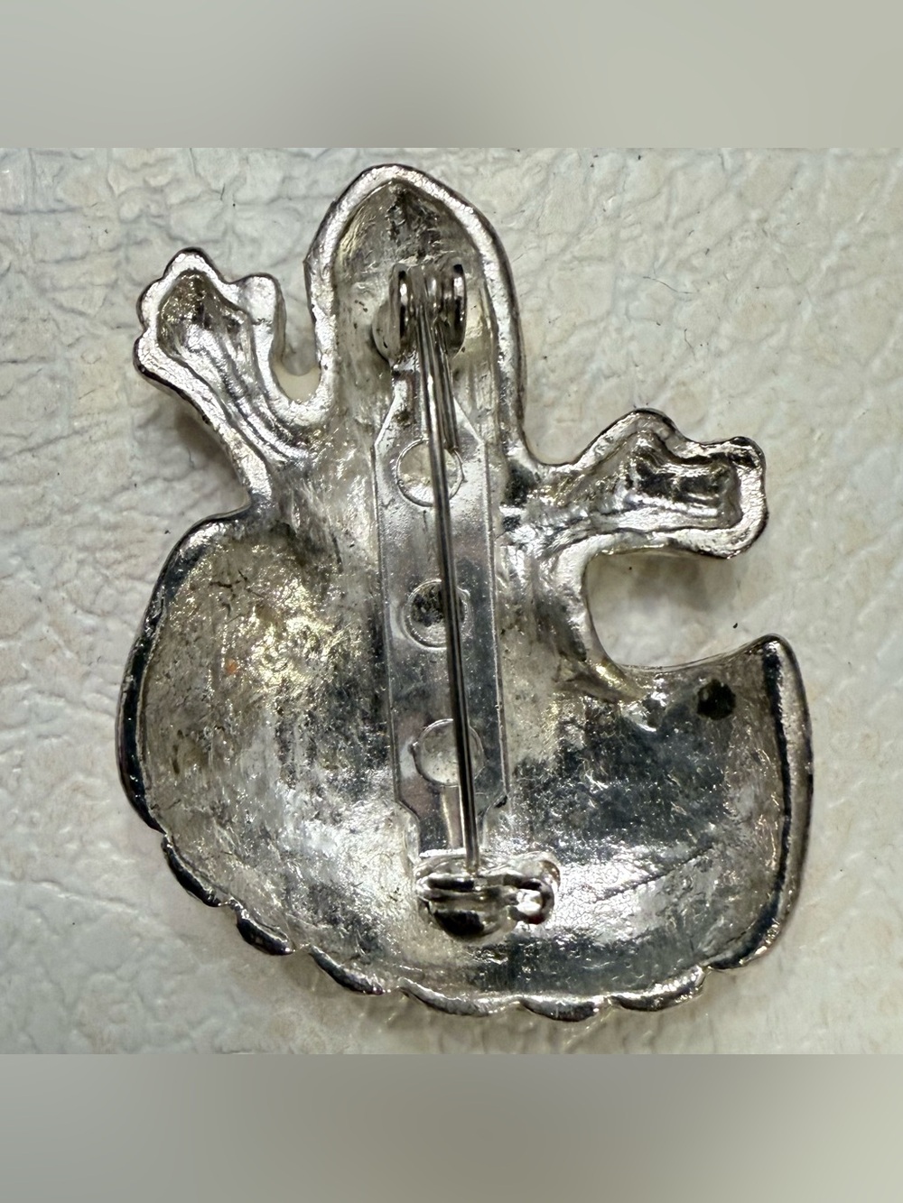 Halloween Ghost in Pumpkin enamel brooch - White and Orange - Picture 5 of 8